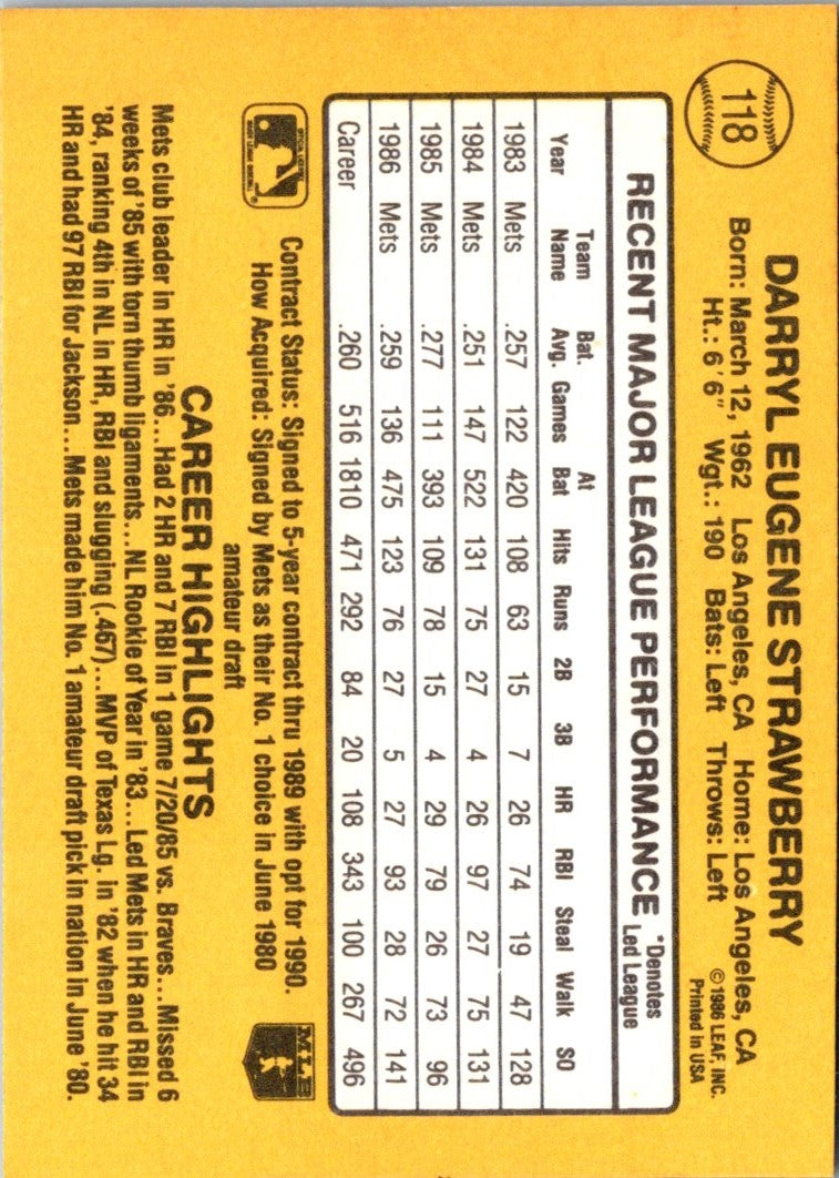 1990 Star Platinum Darryl Strawberry