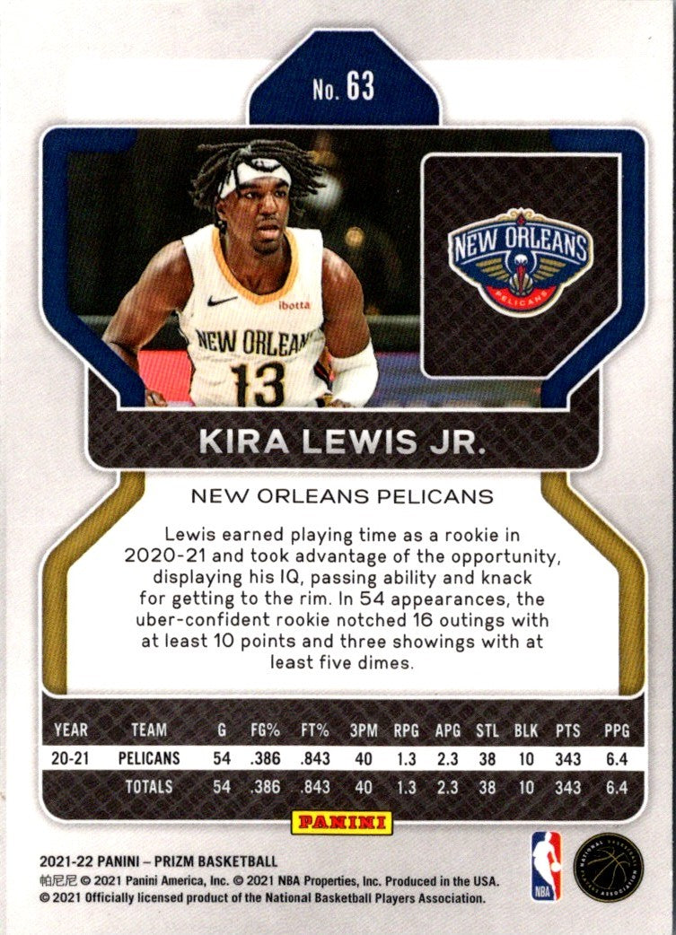 2021 Panini Prizm Blue Kira Lewis Jr.