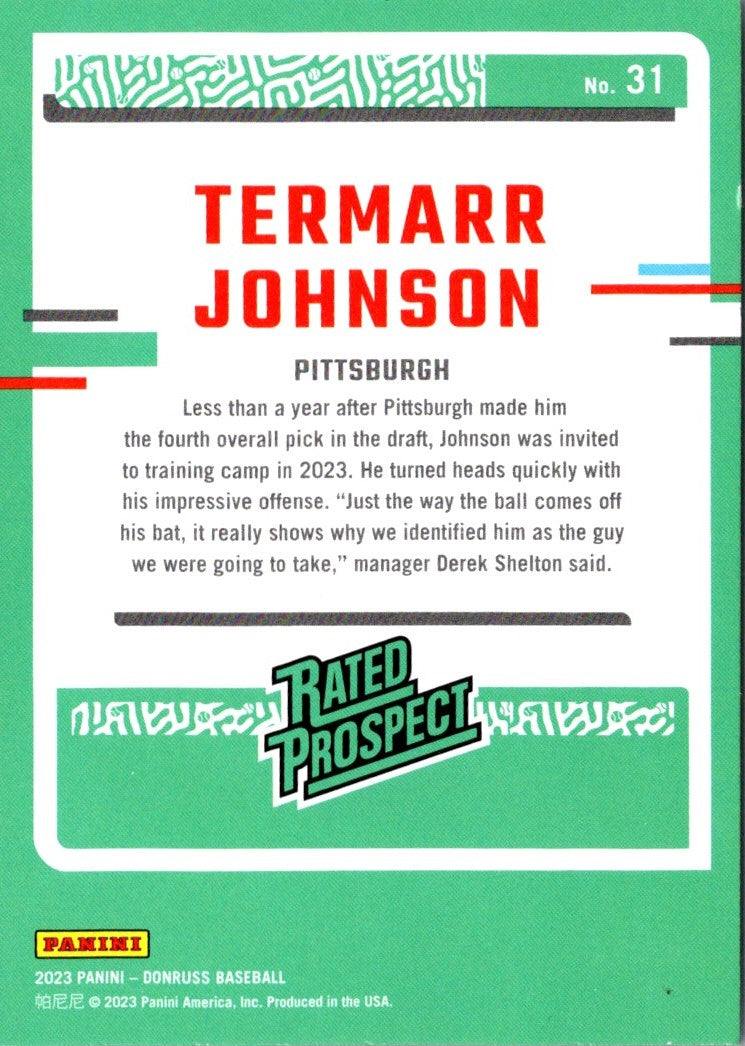 2023 Donruss Holo Orange Termarr Johnson