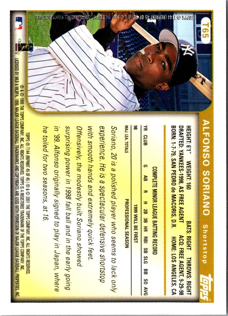 2001 Topps Traded & Rookies Alfonso Soriano