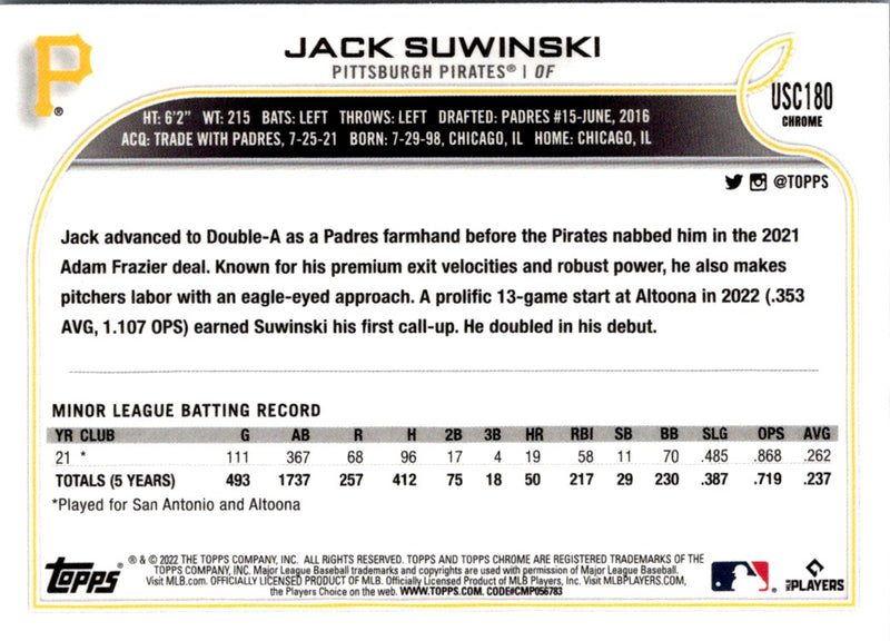 2022 Topps Chrome Update Jack Suwinski