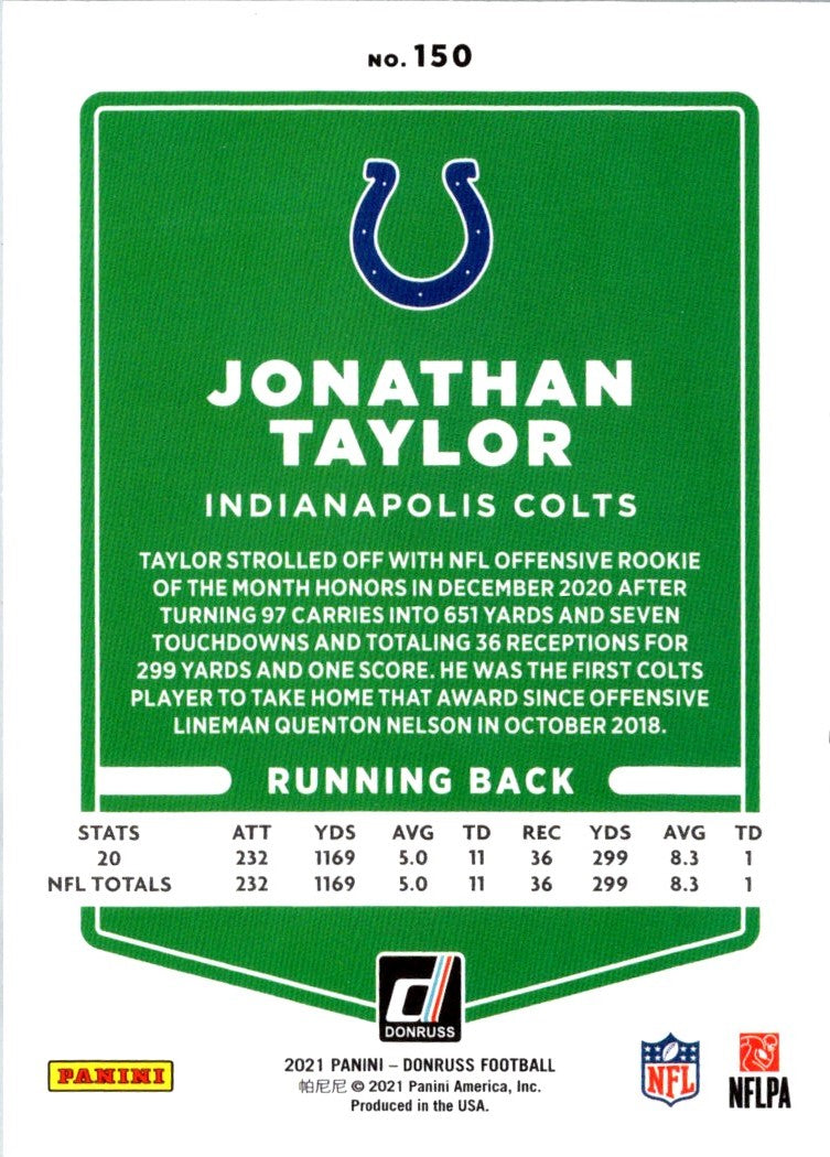 2021 Donruss Press Proof Blue Jonathan Taylor