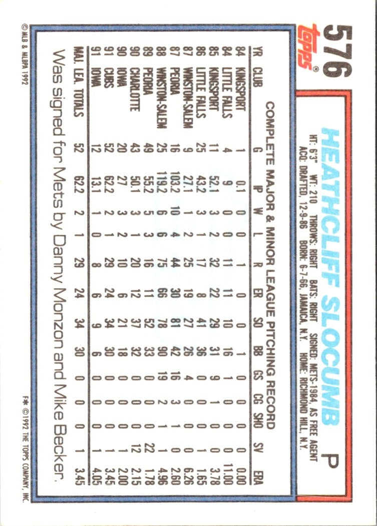 1992 Topps Heathcliff Slocumb