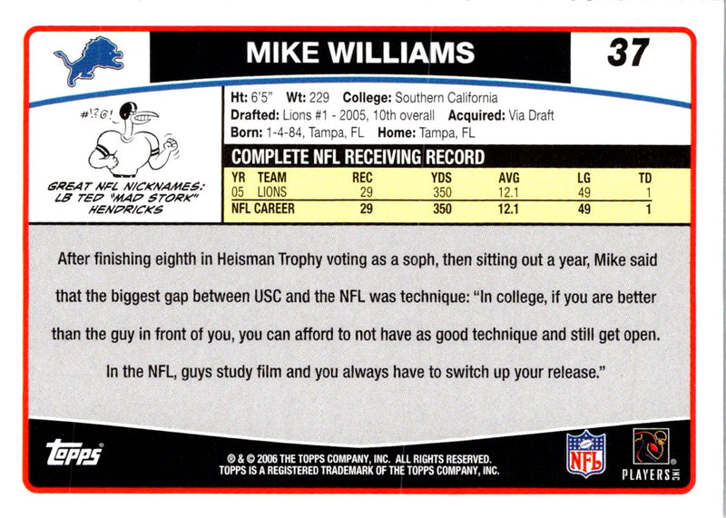 2006 Topps Mike Williams