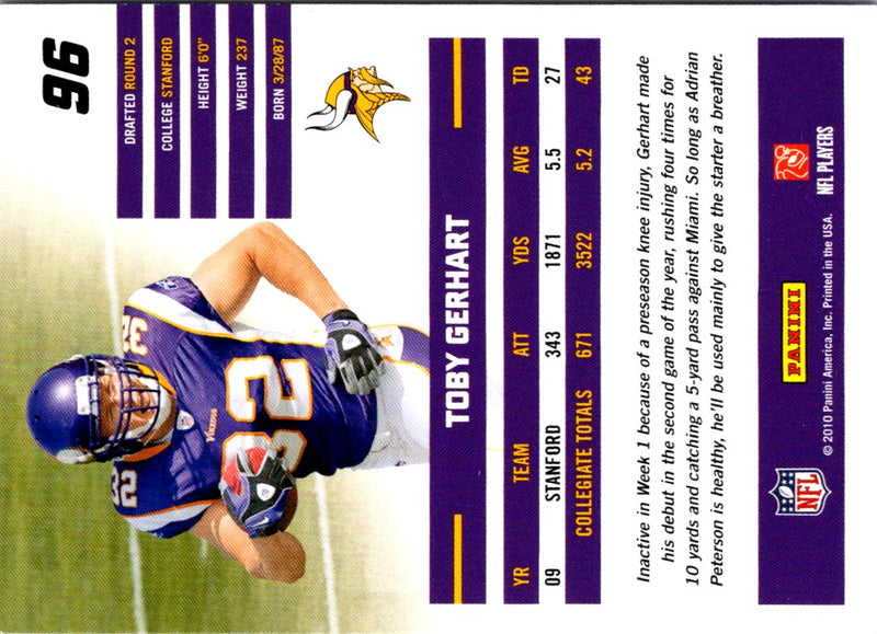 2010 Donruss Rated Rookies Toby Gerhart