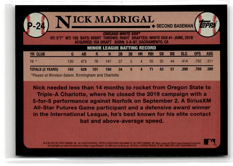 2020 Topps Update Prospects Nick Madrigal