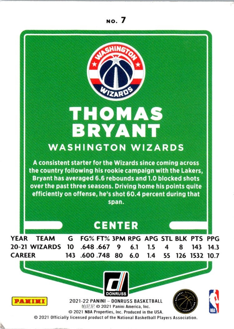 2021 Donruss Holo Red and Gold Laser Thomas Bryant