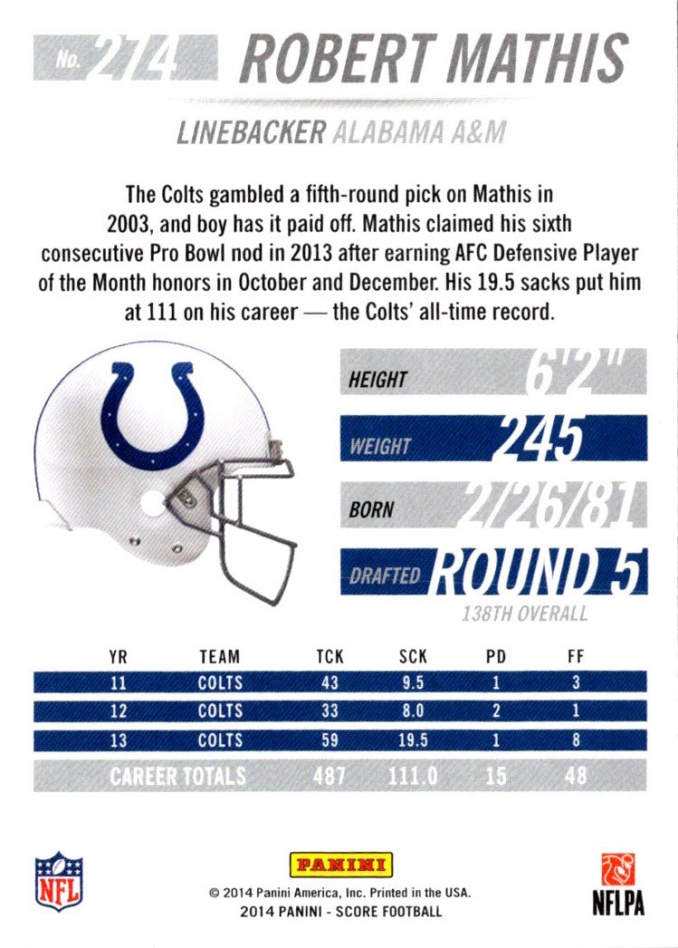 2014 Score Scorecard Robert Mathis