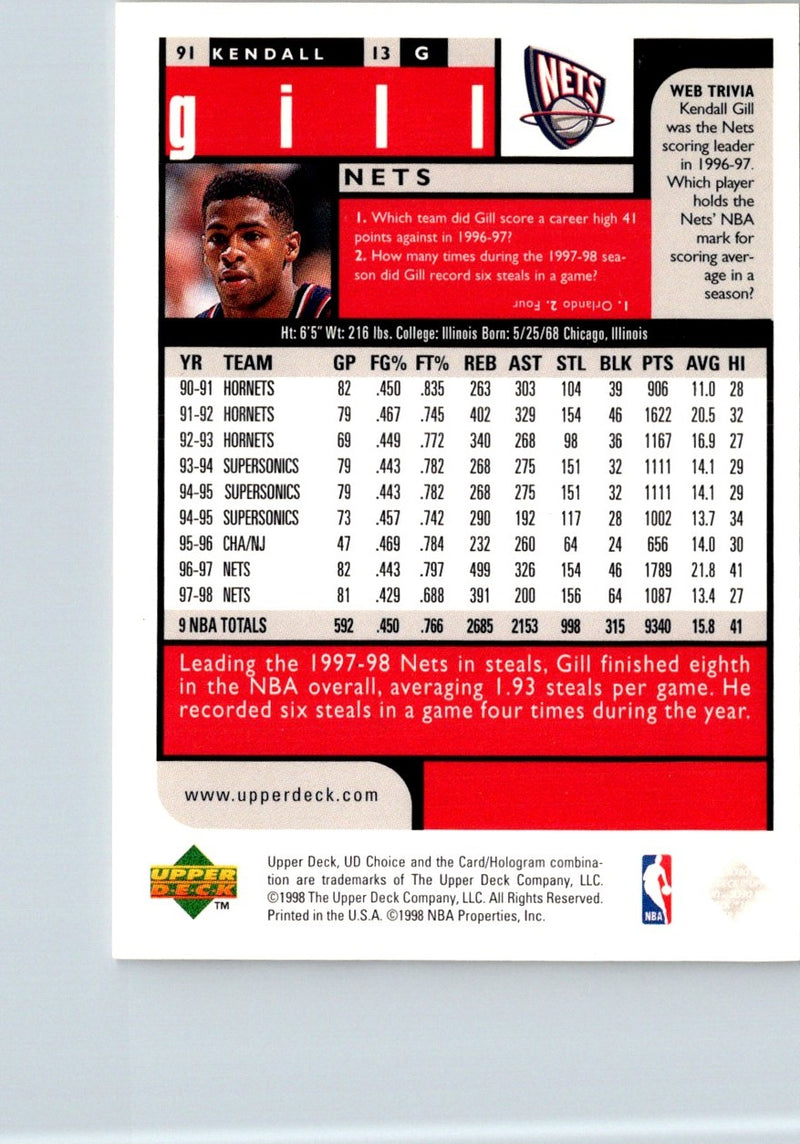 1998 UD Choice Kendall Gill
