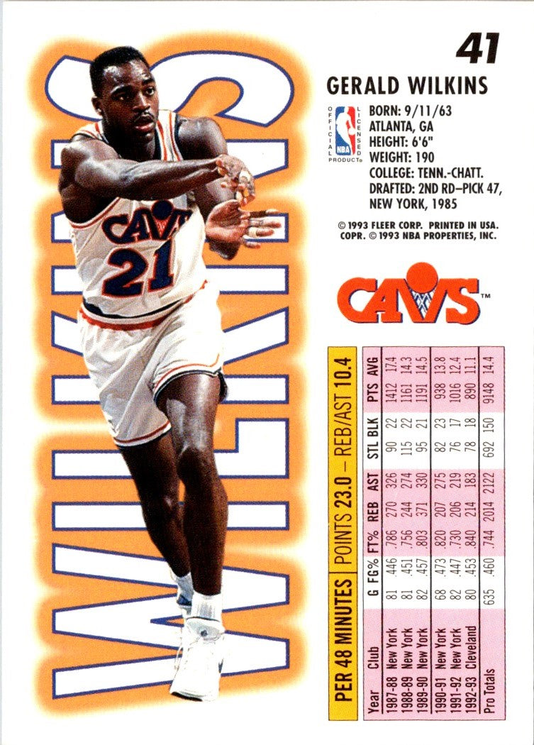 1993 Fleer Gerald Wilkins