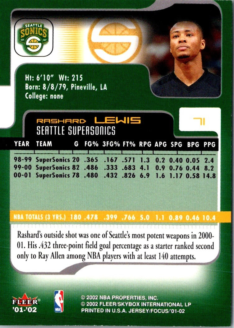 2001 Fleer Rashard Lewis