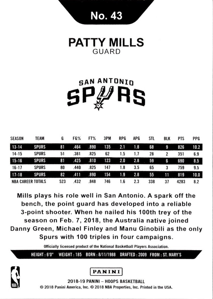 2018 Hoops Purple Patty Mills