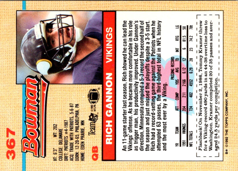 1992 Bowman Rich Gannon