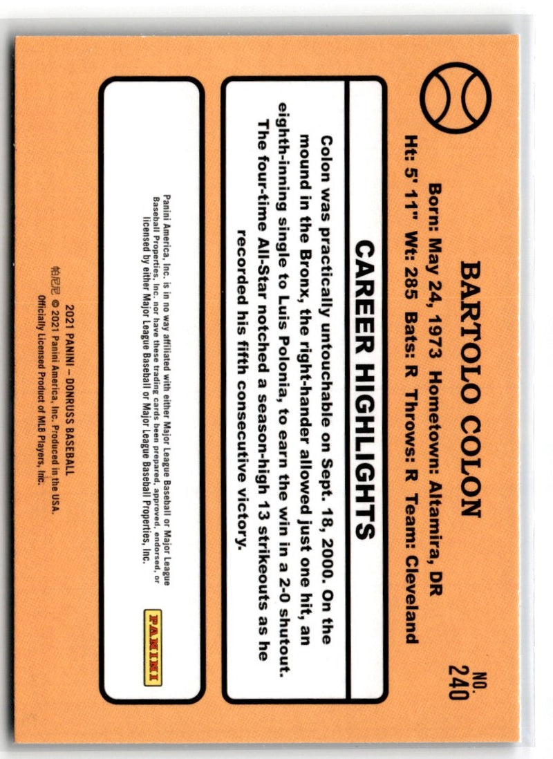 2021 Donruss Holo Blue Bartolo Colon