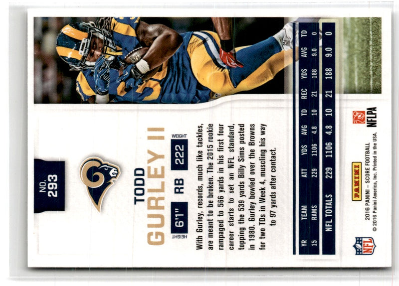 2016 Score Scorecard Todd Gurley