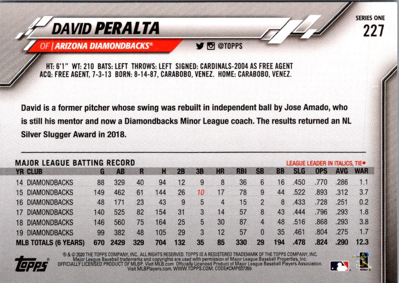 2020 Topps David Peralta