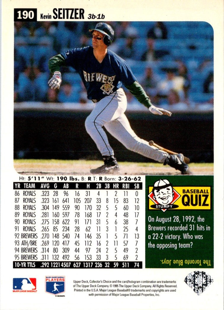 1996 Collector's Choice Gold Signature Kevin Seitzer