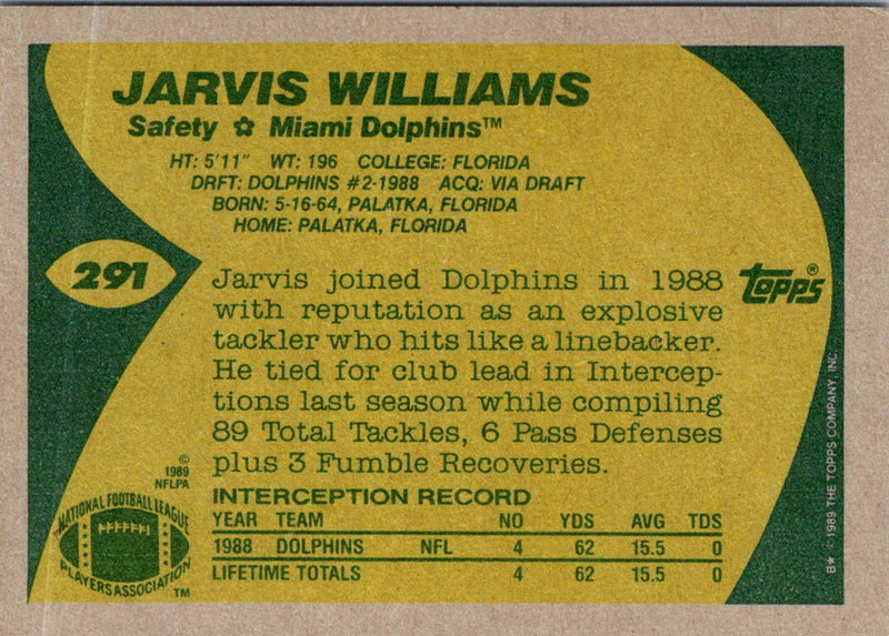 1989 Topps Jarvis Williams