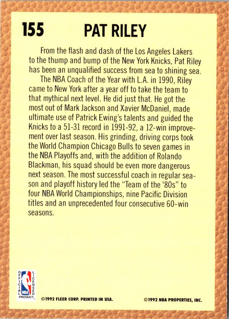 1992 Fleer Pat Riley