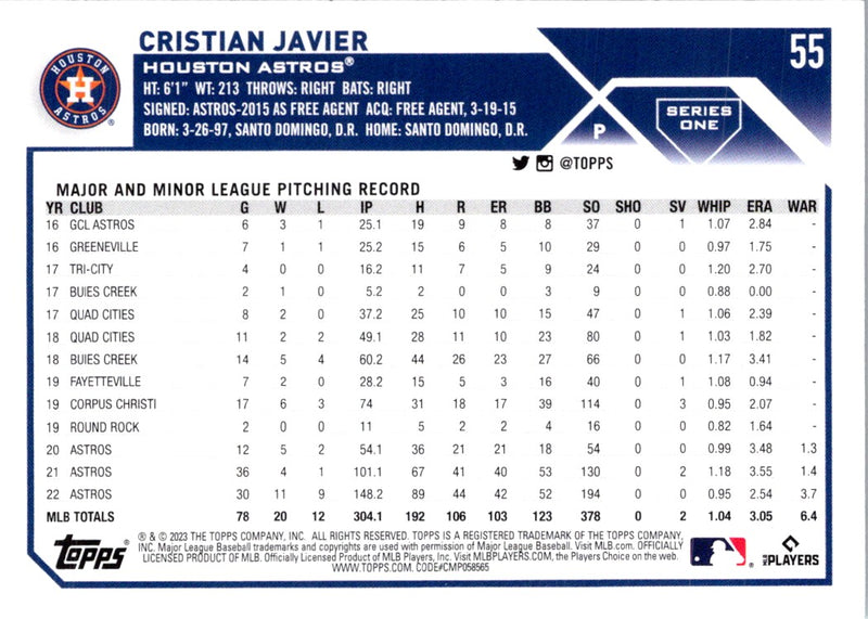 2023 Topps Cristian Javier