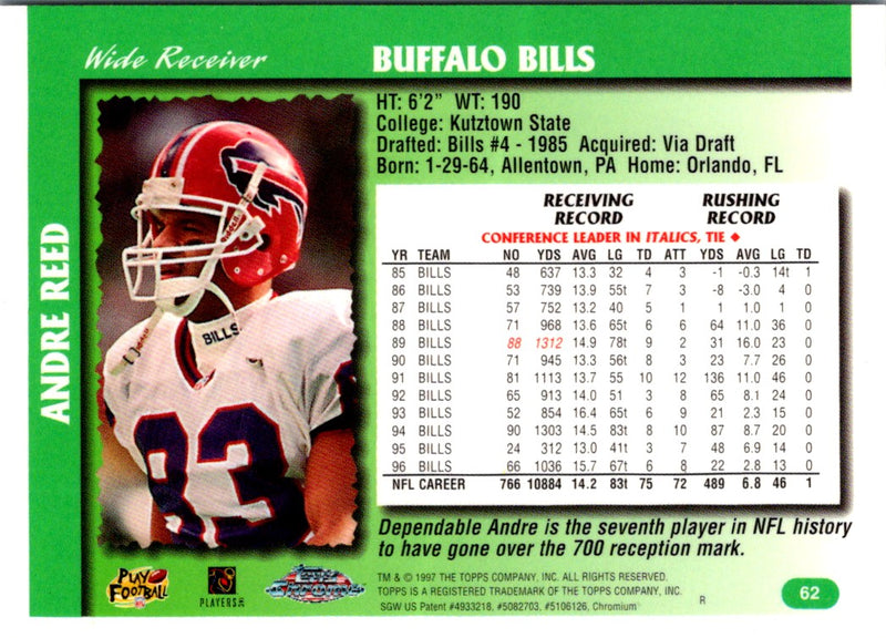 1997 Topps Chrome Andre Reed