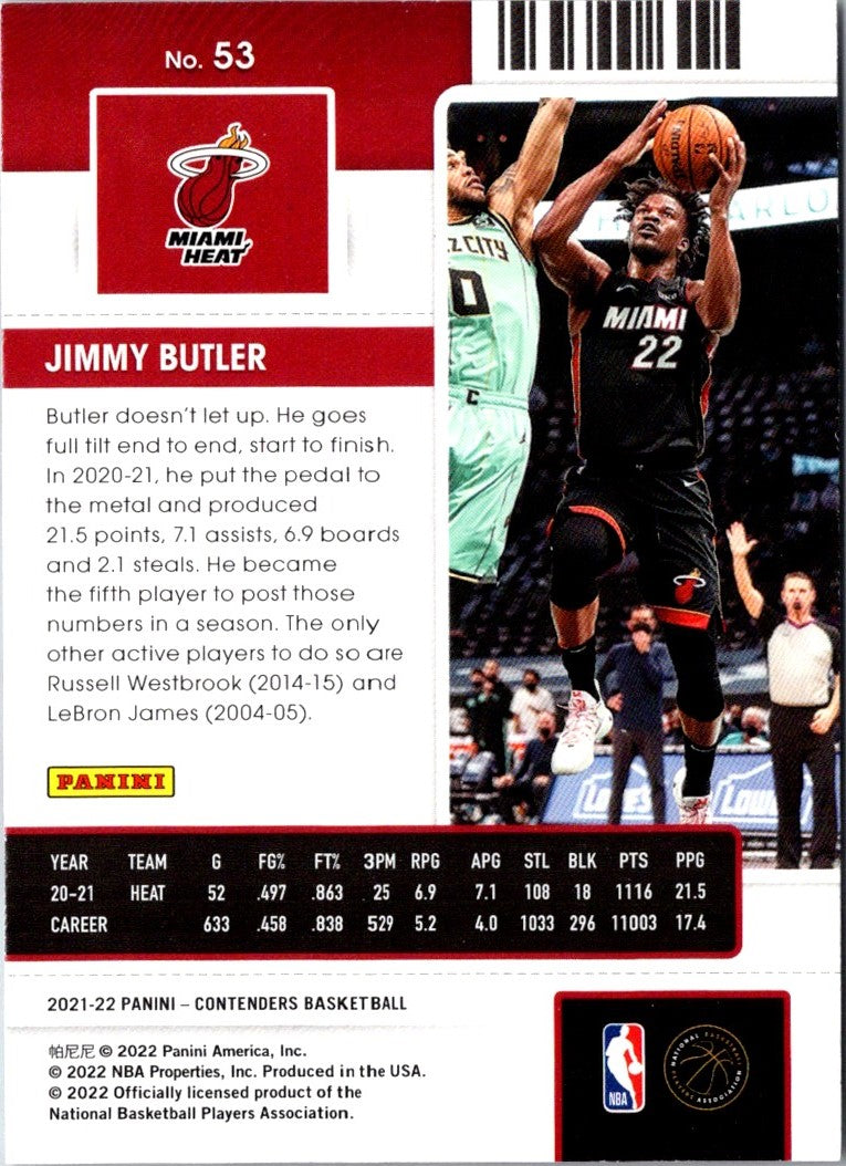 2021 Panini Contenders Game Ticket Red Jimmy Butler