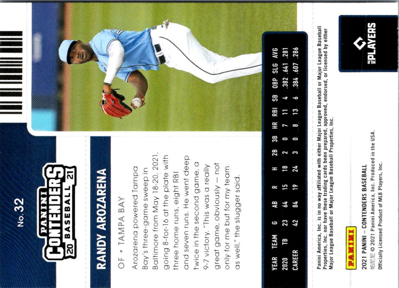 2021 Panini Contenders Blue Randy Arozarena