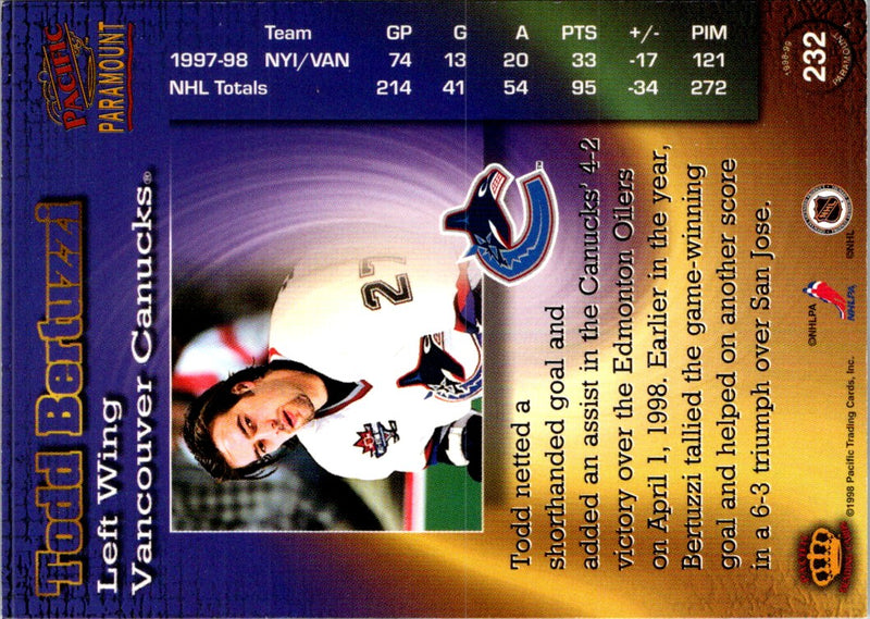 1998 Pacific Paramount Todd Bertuzzi