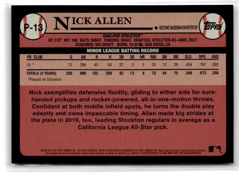 2020 Topps Update Prospects Nick Allen