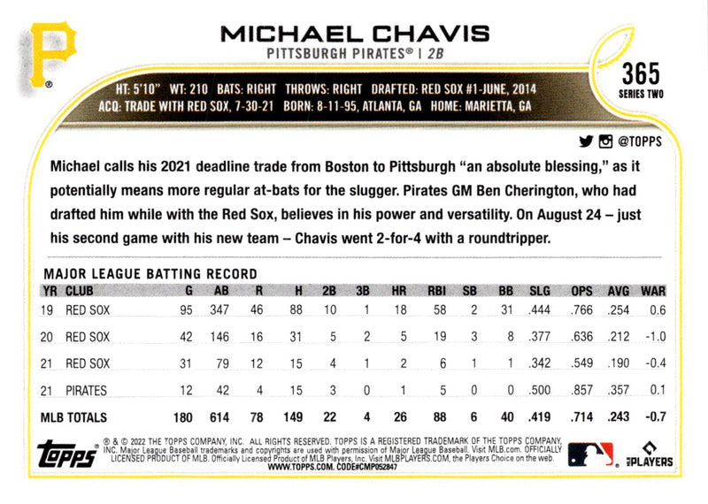 2022 Topps Michael Chavis