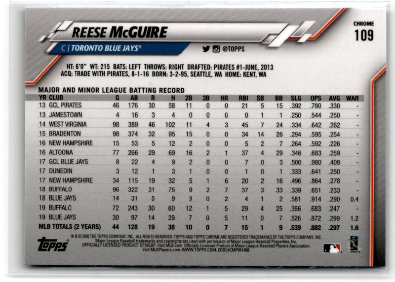 2020 Topps Chrome Sapphire Edition Reese McGuire