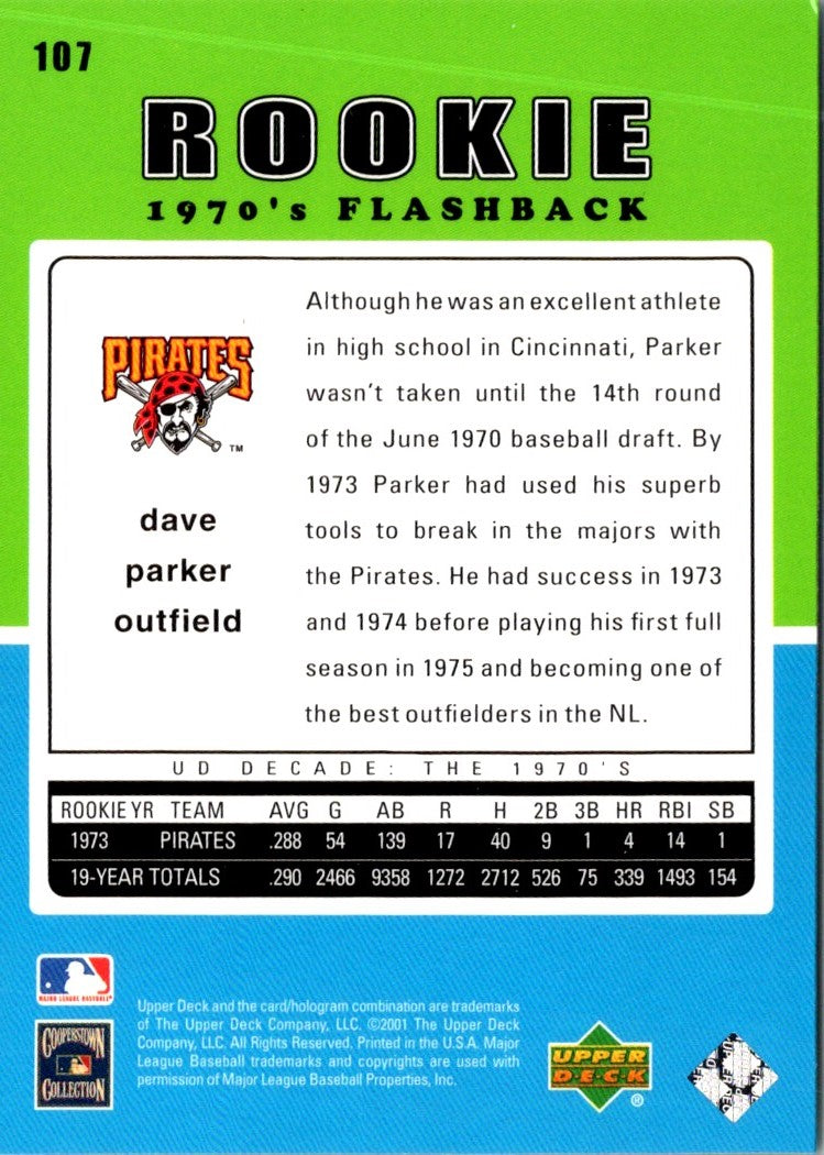 2001 Upper Deck Decade 1970's Dave Parker