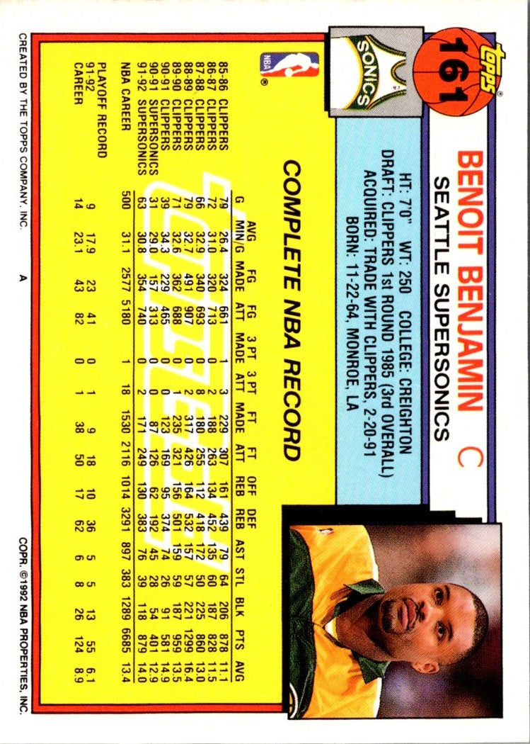 1992 Topps Benoit Benjamin