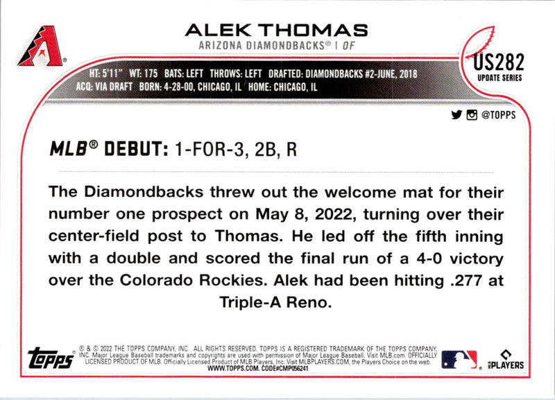 2022 Topps Update Alek Thomas