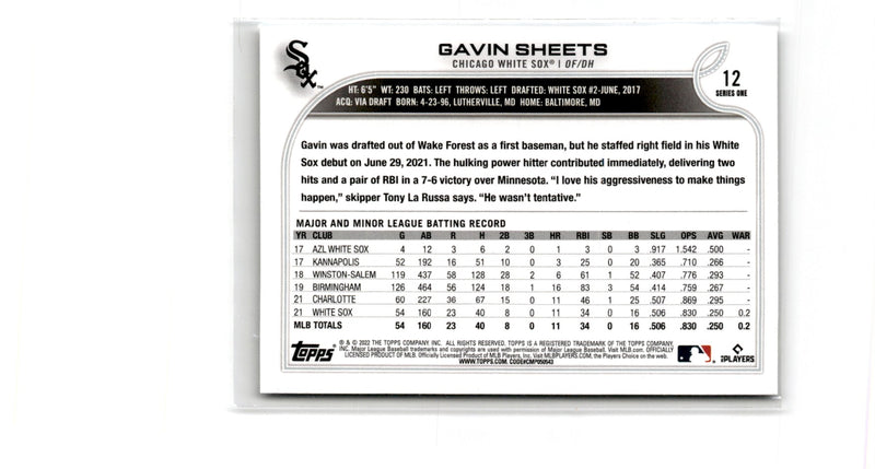 2022 Topps Gavin Sheets