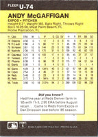 1986 Fleer Update Andy McGaffigan #U-74