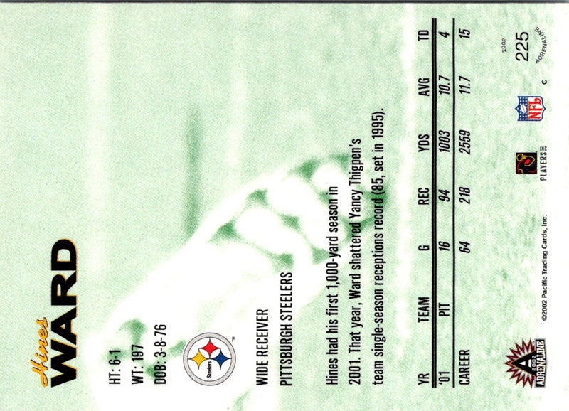 2002 Pacific Adrenaline Hines Ward