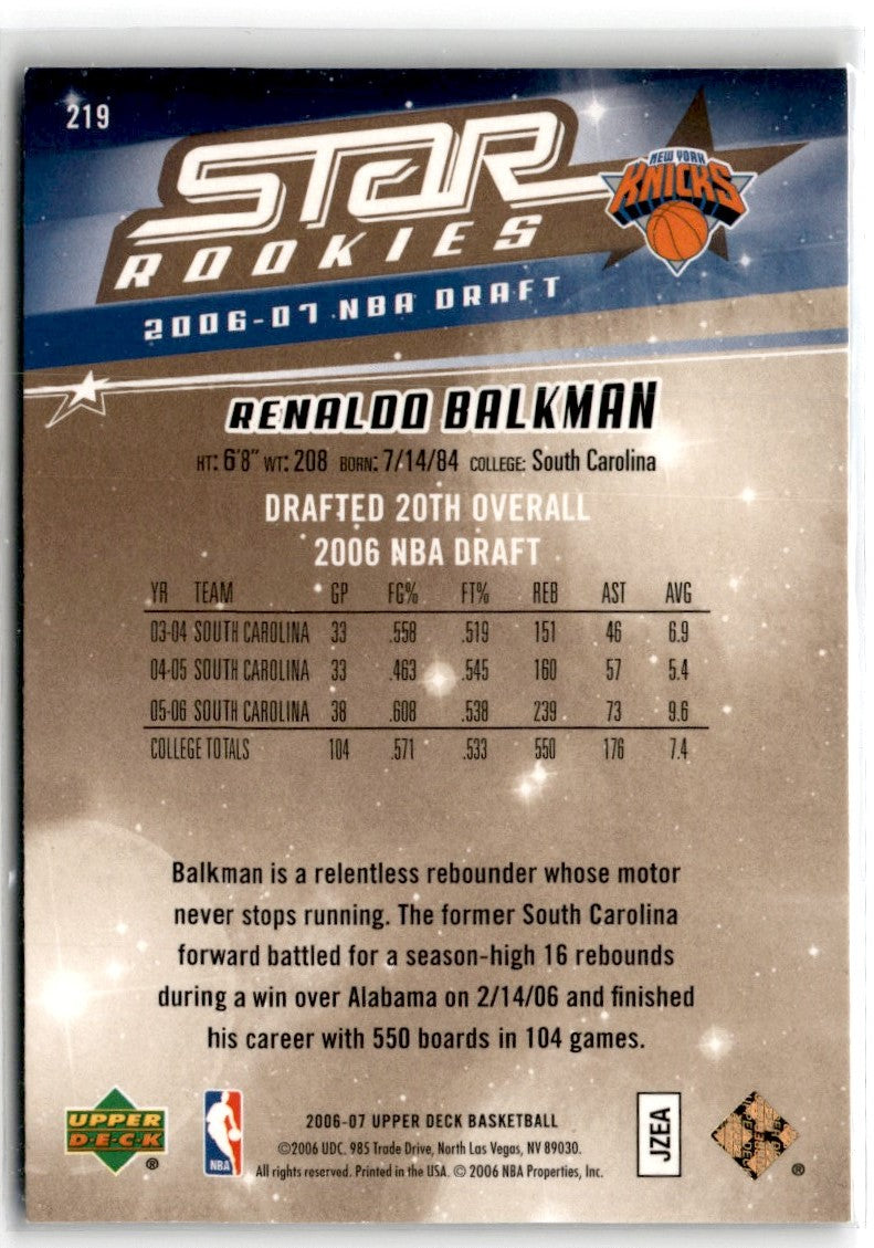 2006 Upper Deck Renaldo Balkman