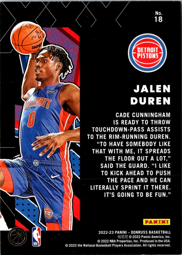 2022 Donruss Great X-Pectations Jalen Duren