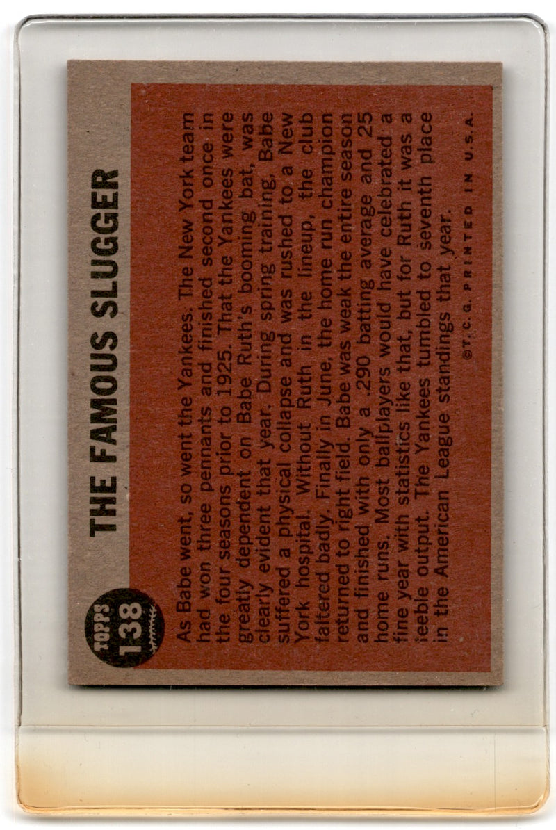 1962 Topps The Babe Famous Slugger