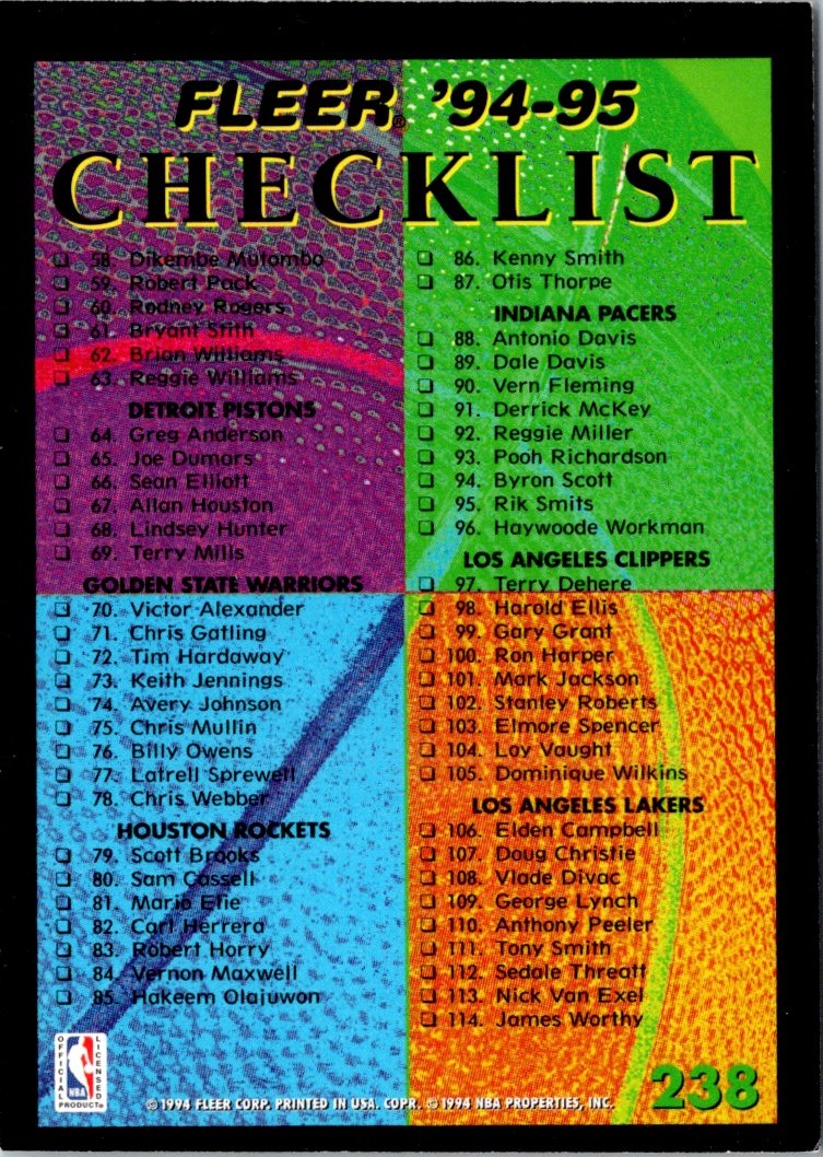 1994 Fleer Checklist