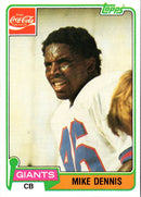 1981 Topps Coca-Cola New York Giants Mike Dennis