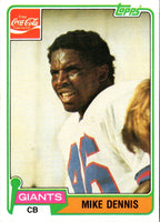 1981 Topps Coca-Cola New York Giants Mike Dennis #2