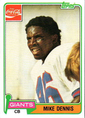 1981 Topps Coca-Cola New York Giants Mike Dennis #2