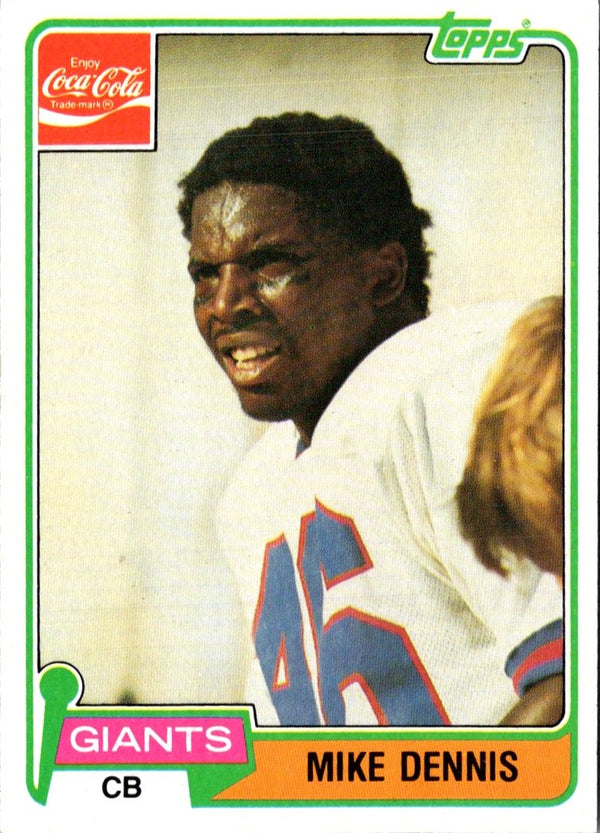 1981 Topps Coca-Cola New York Giants Mike Dennis #2