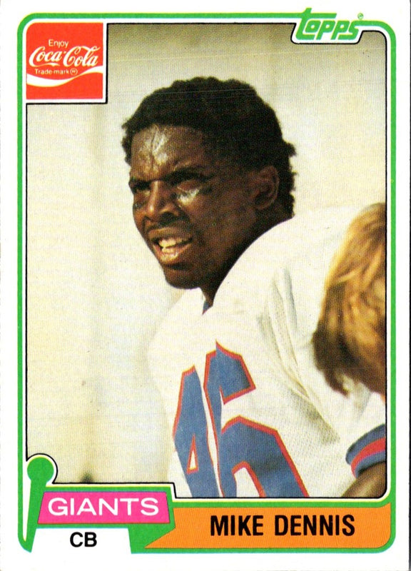 1981 Topps Coca-Cola New York Giants Mike Dennis #2