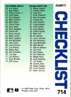1992 Fleer Checklist: Orioles/Red Sox/Angels/White Sox #714