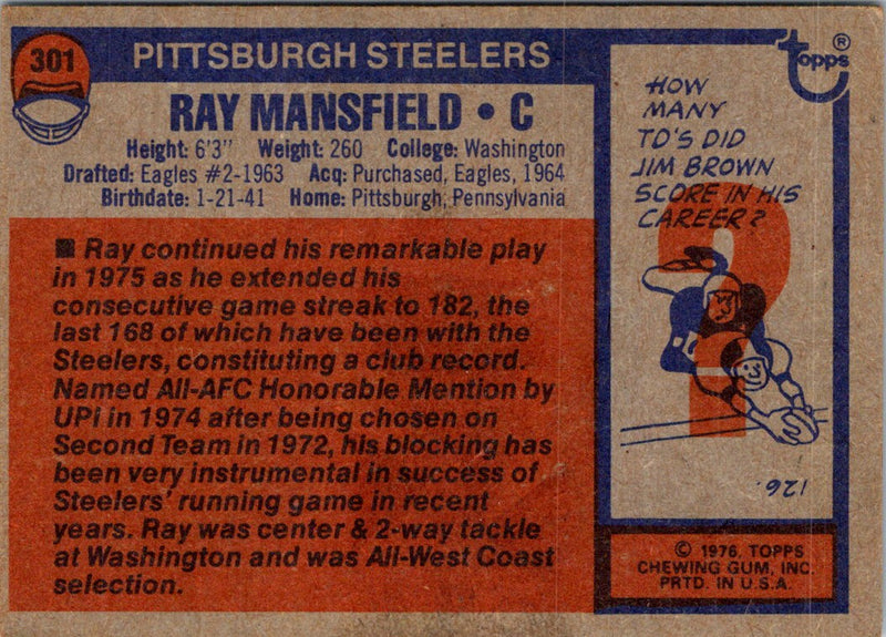 1976 Topps Ray Mansfield