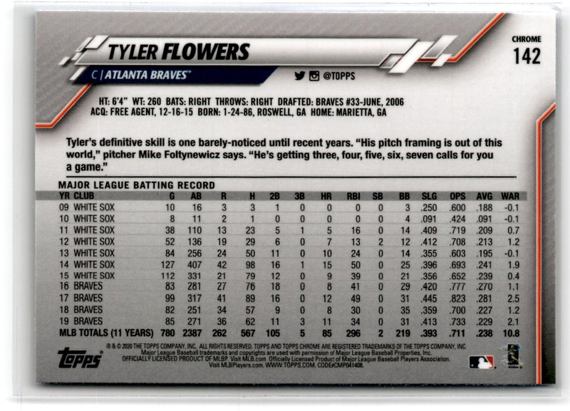 2020 Topps Chrome Sapphire Edition Tyler Flowers