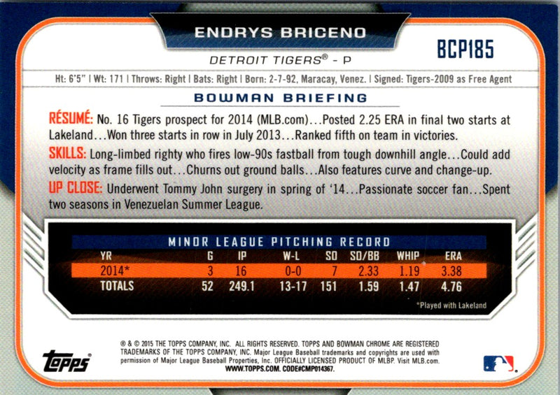 2015 Bowman Chrome Prospects Endrys Briceno